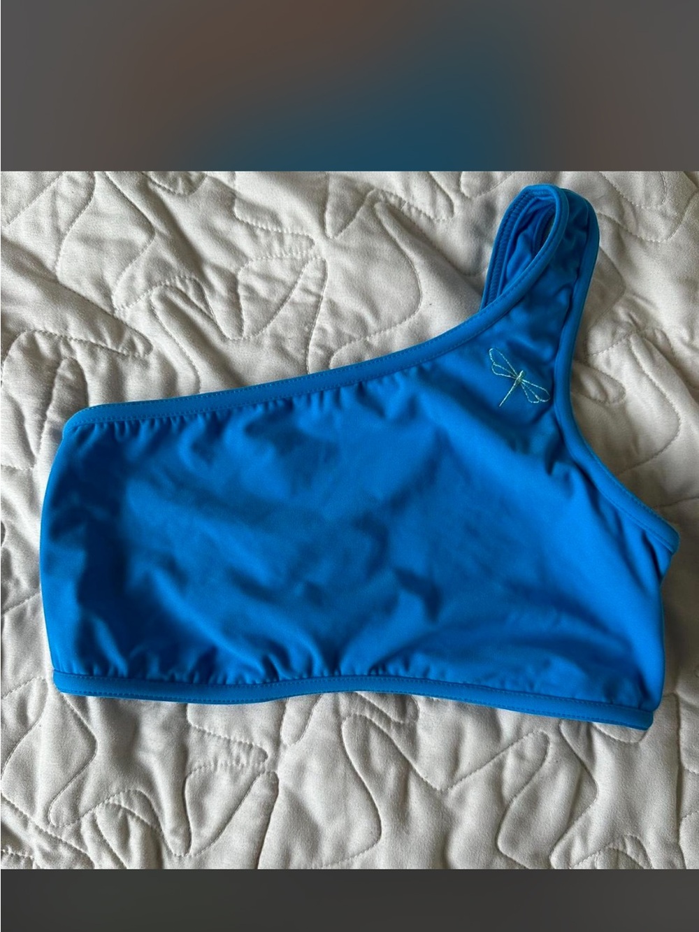 Asymmetrical One-Shoulder Crop Top in Turquoise - Picture 2 of 4